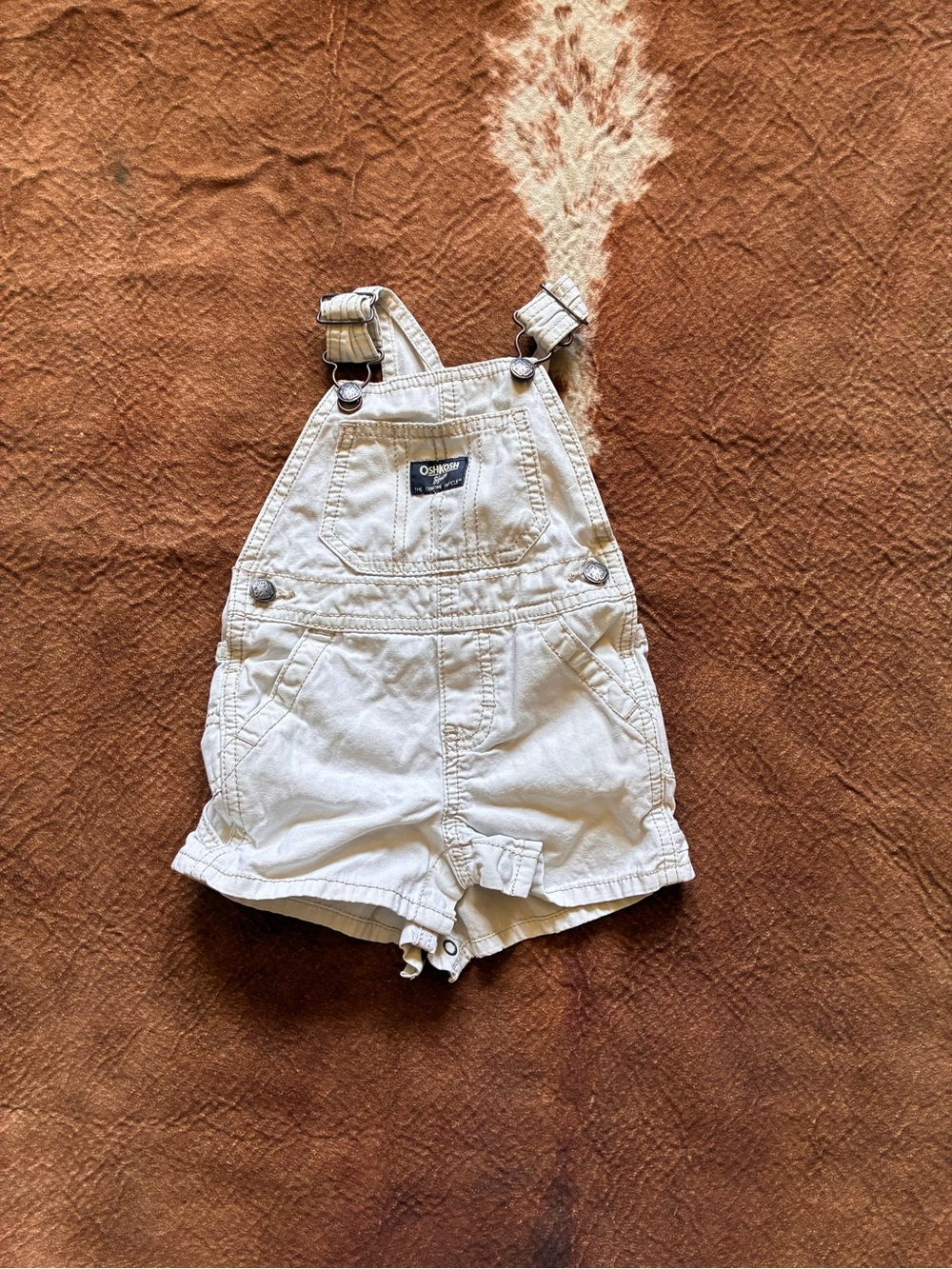 OshKosh B'gosh Cream Cotton Short Overalls for Kids